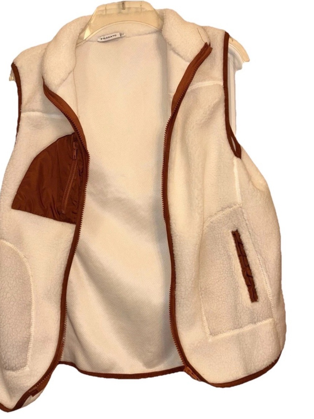 Staccato Cream Vest with Brown Trim